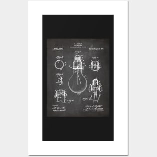 Electric Lamp Patent - Housewarming Home Hallway Art - Black Chalkboard Posters and Art